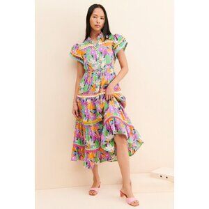 CeliaB Aneeta Midi Dress Multicolor FLORAL Size Medium NWT $344